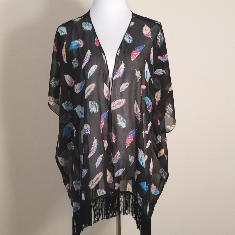 Xhilaration Fringe Kimono, S/M, EUC